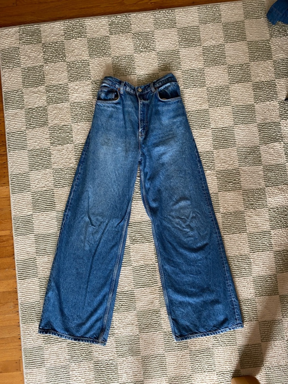 Reformation Dark Blue Wide-Leg Flare Jeans - Picture 2 of 3